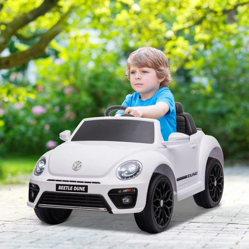 Qaba - Voiture RC électrique pour enfants Volkswagen Beetle sous licence 12V - blanc