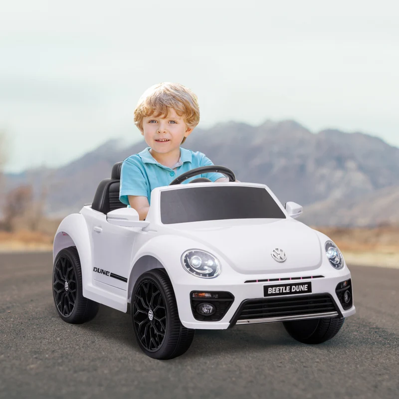 Qaba - Voiture RC électrique pour enfants Volkswagen Beetle sous licence 12V - blanc
