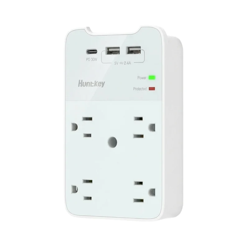 ShoppingAll - Huntkey multiprise murale avec parasurtenseur, 4 prises et 3 ports USB