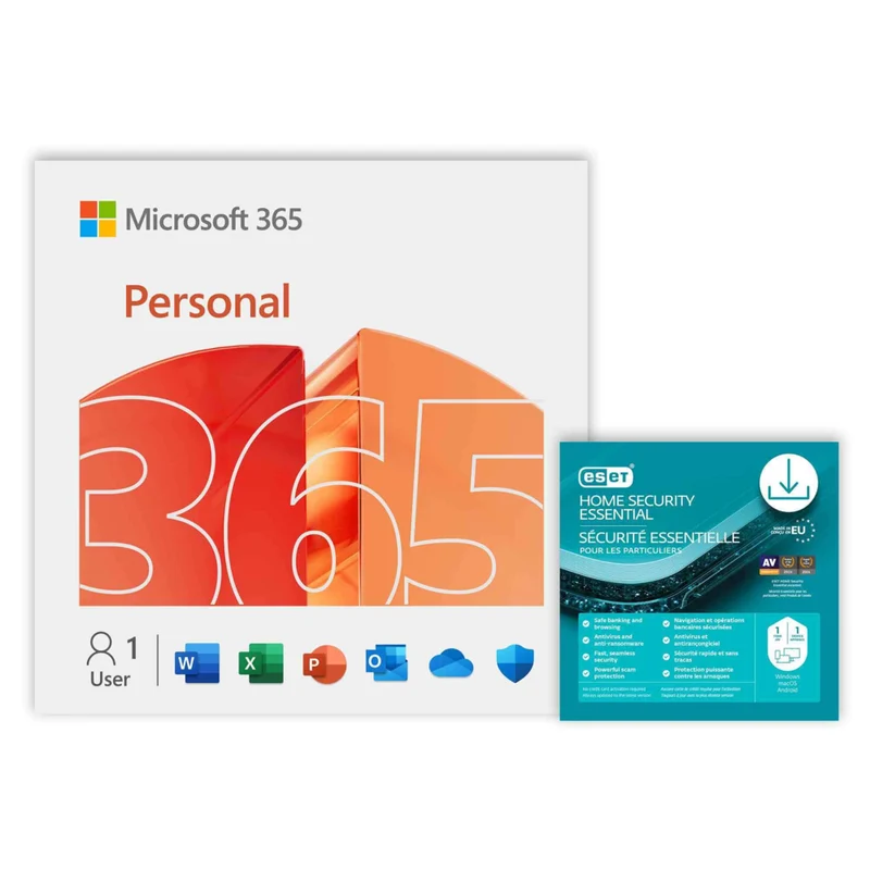 Microsoft 365 Personal + ESET Home Security Essential - 1 Device - 12-Month Subscription [Digital Download]