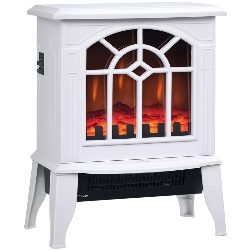 HOMCOM - Poêle électrique portable 18 po avec protection contre la surchauffe - blanc