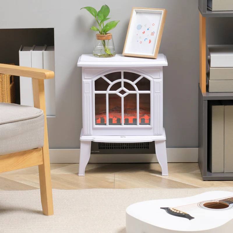 HOMCOM - Poêle électrique portable 18 po avec protection contre la surchauffe - blanc