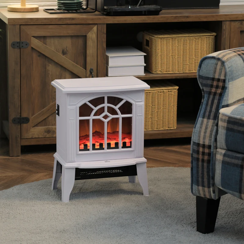 HOMCOM - Poêle électrique portable 18 po avec protection contre la surchauffe - blanc