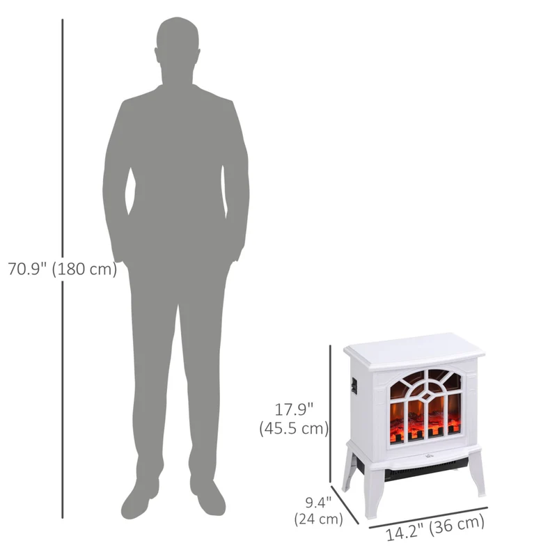 HOMCOM - Poêle électrique portable 18 po avec protection contre la surchauffe - blanc