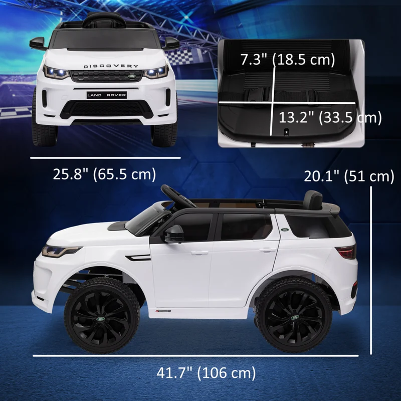 Qaba - Voiture RC électrique pour enfants sous licence Land Rover 12V - blanc