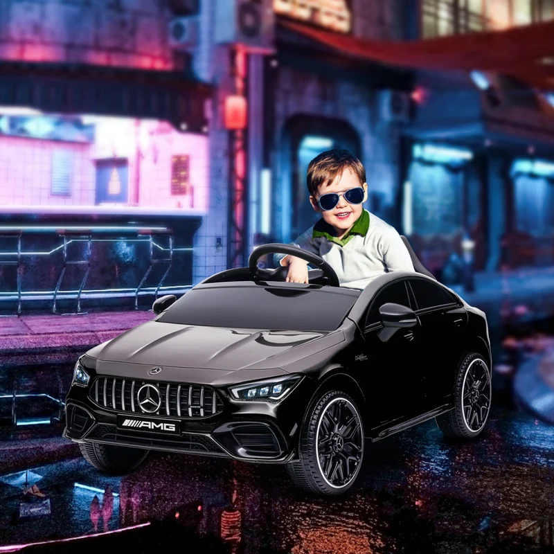 Qaba - Mercedes-Benz AMG CLA 45 voiture électrique sous licence 12V à chevaucher - noir