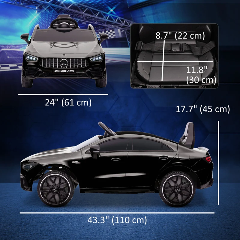Qaba - Mercedes-Benz AMG CLA 45 voiture électrique sous licence 12V à chevaucher - noir
