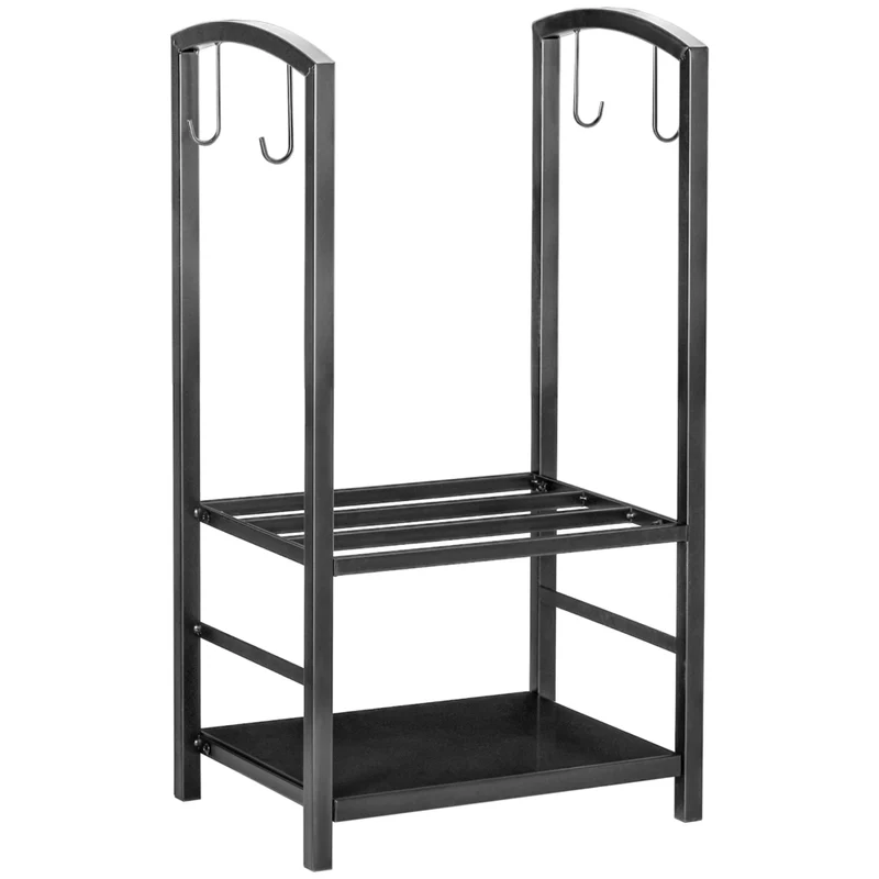HOMCOM - Porte-bûches 16 po à 2 niveaux avec 4 outils- support de rangement pour bois de cheminée