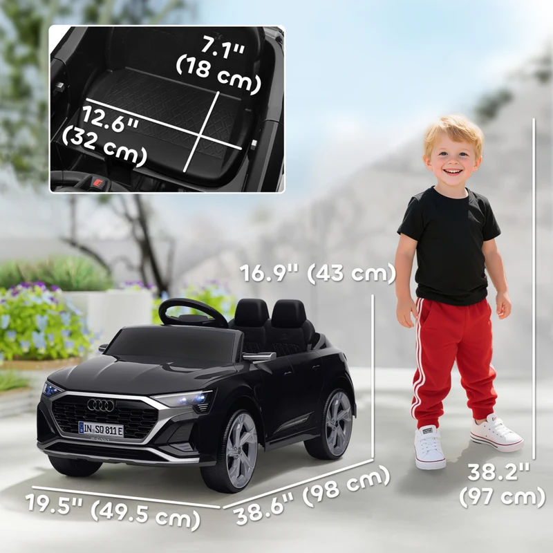 Qaba - Voiture RC électrique Audi Q8 sous licence 12V pour enfants - noir