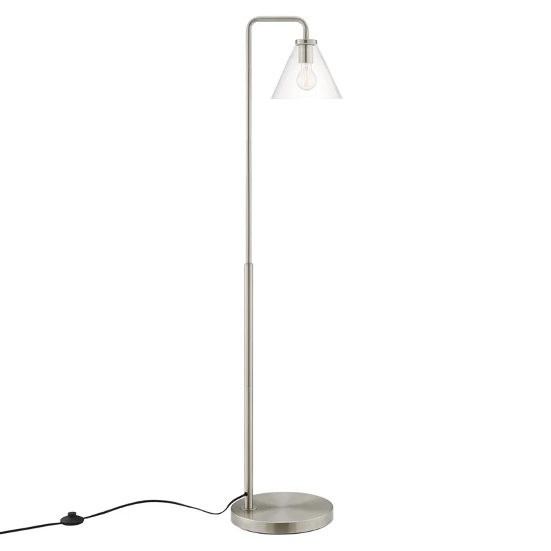 Modway - Element Verre transparent Verre et métal Lampe sur pied, Nickel Satiné