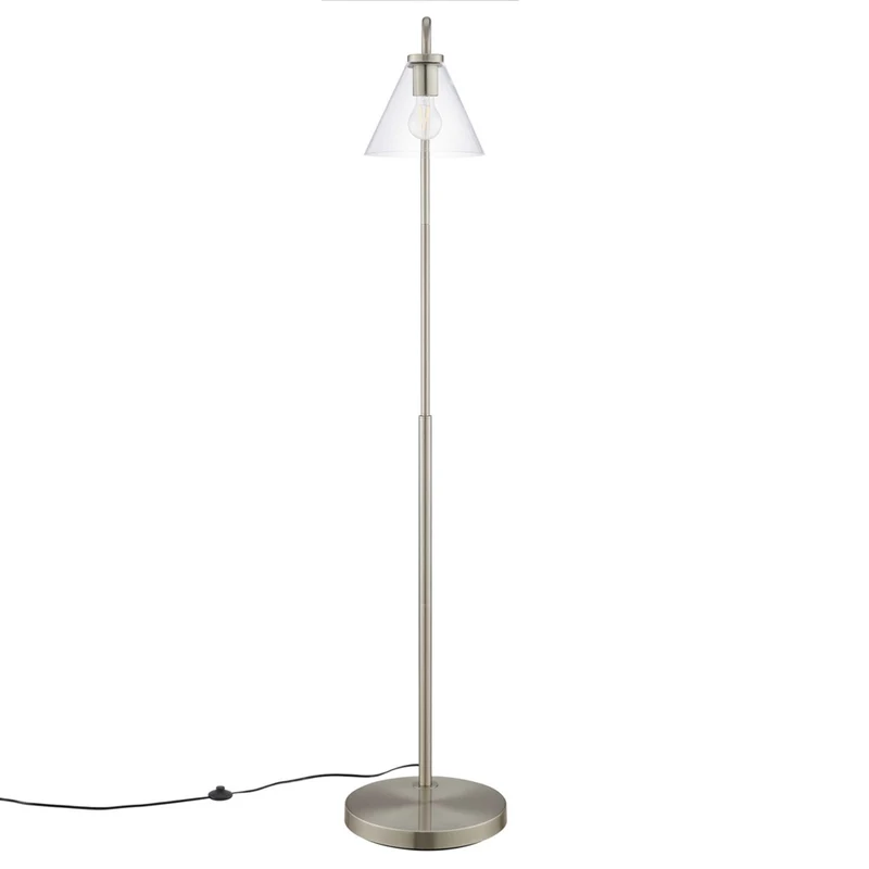 Modway - Element Verre transparent Verre et métal Lampe sur pied, Nickel Satiné