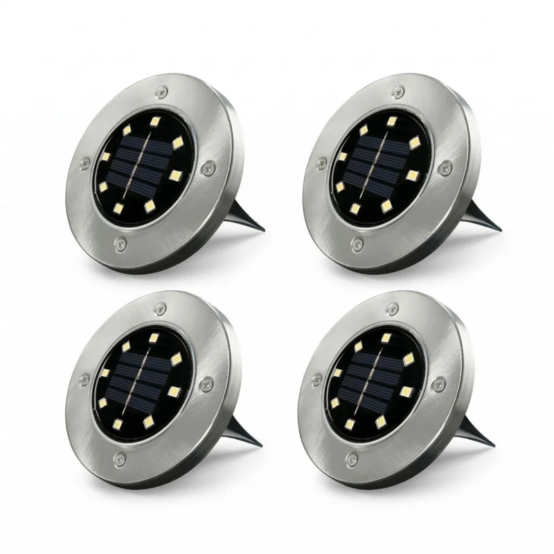 Bell+Howell - Lampes solaires disque d'extérieur ultra-lumineuses de luxe - Paquet de 4