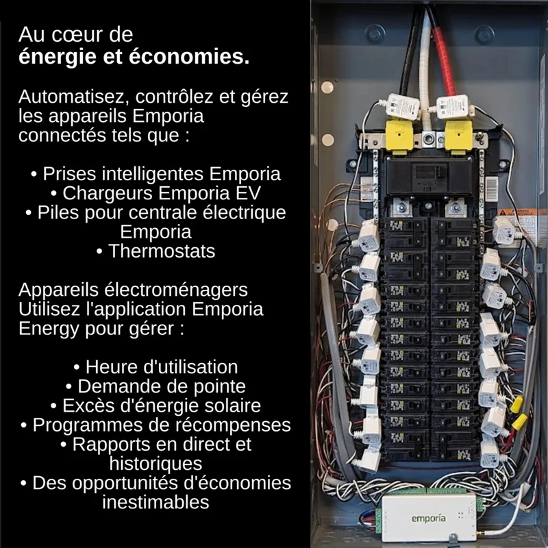 Emporia - Vue 3 Moniteur d'énergie domestique triphasé intelligent avec 16 capteurs de niveau de circuit 50A