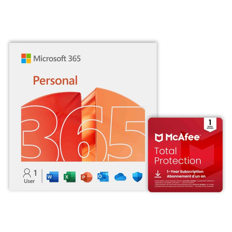 Microsoft 365 Personal + McAfee Total Protection - 1 Device - 12-Month Subscription [Digital Download]