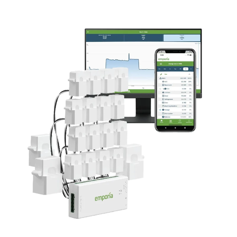 Emporia Vue 3 Smart 3-Phase Home Energy Monitor with 16 50A Circuit Level Sensors