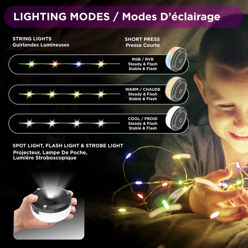 Bell+Howell - Guirlande lumineuse LED portable rétractable de 9,75 m (32 pi) pour l'extérieur