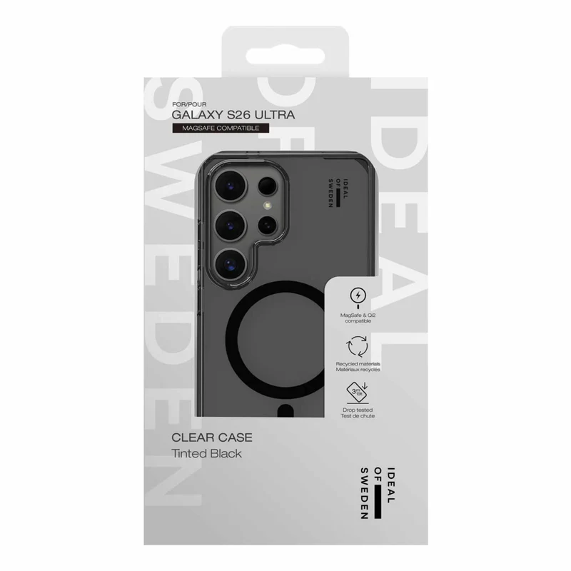 Ideal of Sweden Clear Cell Phone Case with Magnets for Galaxy S26 Ultra - Tinted Black