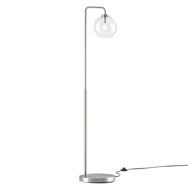 Modway - Silo Globe de verre Verre et métal Lampe sur pied, Nickel Satiné