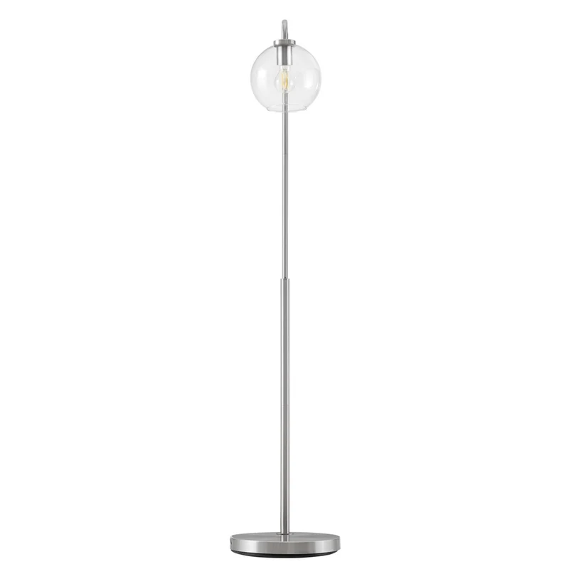 Modway - Silo Globe de verre Verre et métal Lampe sur pied, Nickel Satiné