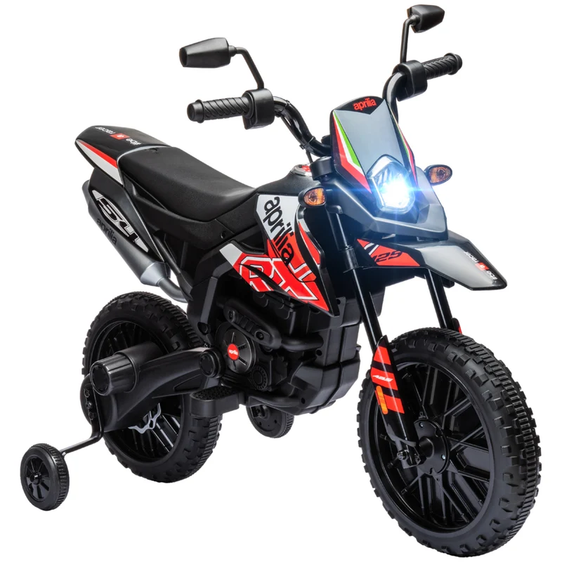 Qaba - Moto électrique pour enfants sous licence Aprilia 12V à batterie - rouge