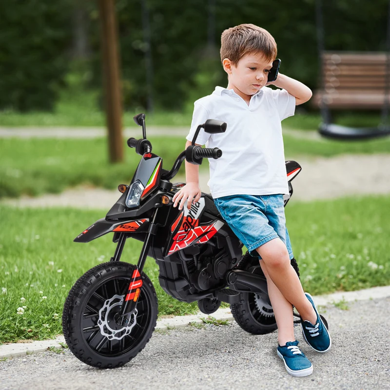 Qaba - Moto électrique pour enfants sous licence Aprilia 12V à batterie - rouge