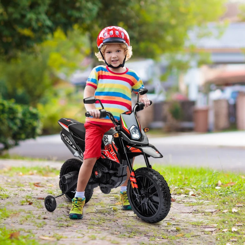 Qaba - Moto électrique pour enfants sous licence Aprilia 12V à batterie - rouge