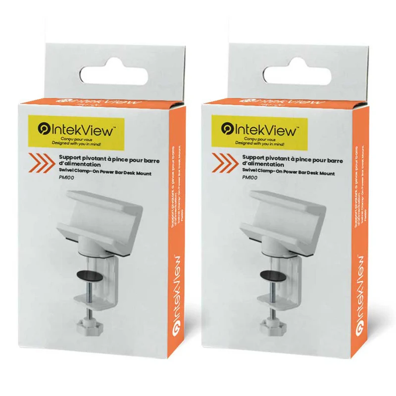 Intekview - Support de bureau pivotant à pince pour barre d'alimentation - Paquet de 2