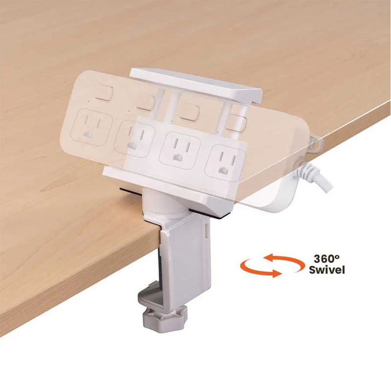 Intekview - Support de bureau pivotant à pince pour barre d'alimentation - Paquet de 2