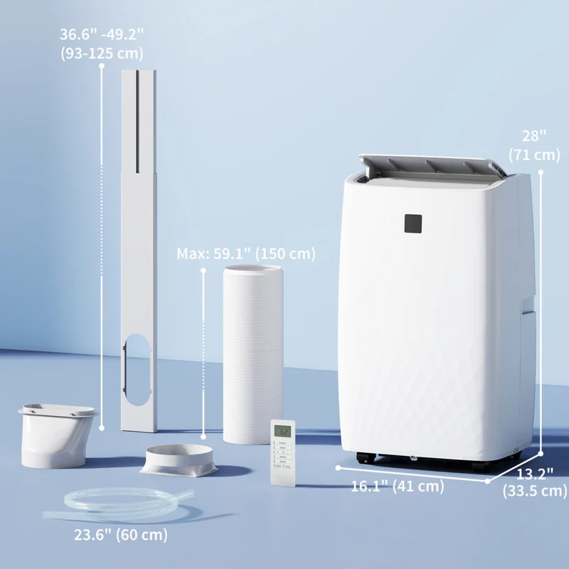 HOMCOM - climatiseur portable 14000 BTU avec déshumidificateur et ventilateur - blanc