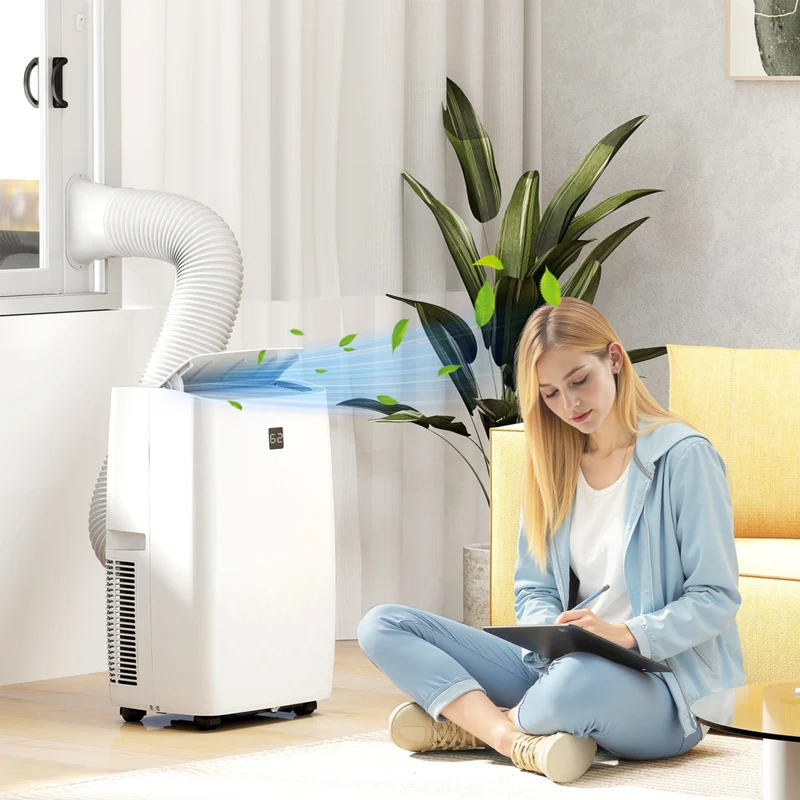 HOMCOM - climatiseur portable 14000 BTU avec déshumidificateur et ventilateur - blanc