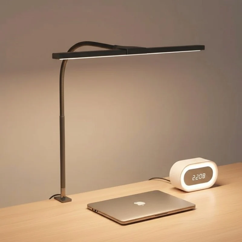 DAC - Lampe de bureau DEL MP-346 en T de 22 po à col de cygne avec pince - noire