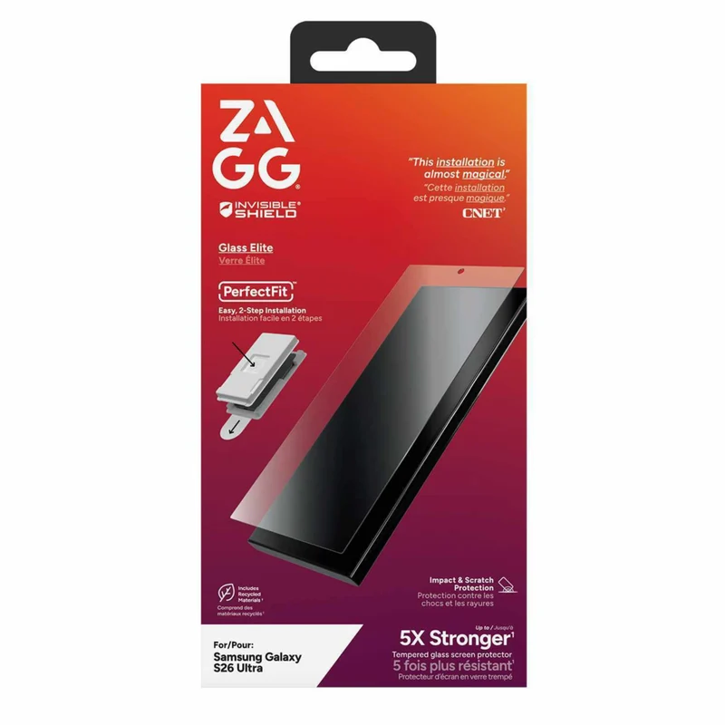 ZAGG InvisibleShield Glass Elite Biometric Screen Protector for Galaxy S26 Ultra