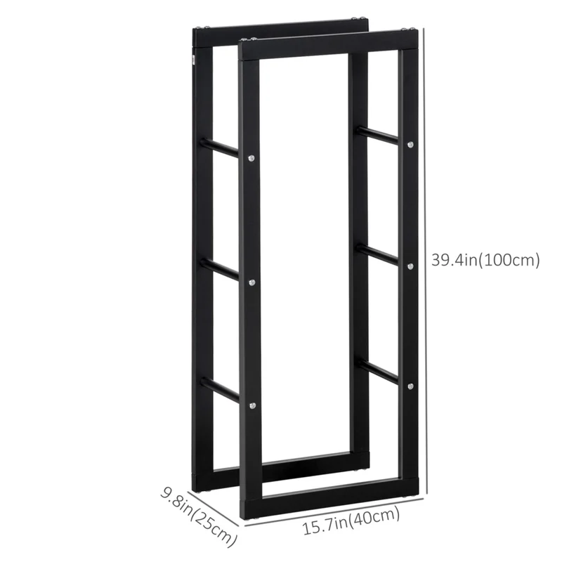 HOMCOM - Porte-bûches pour cheminée- 15,7 po x 9,8 po x 39,4 po