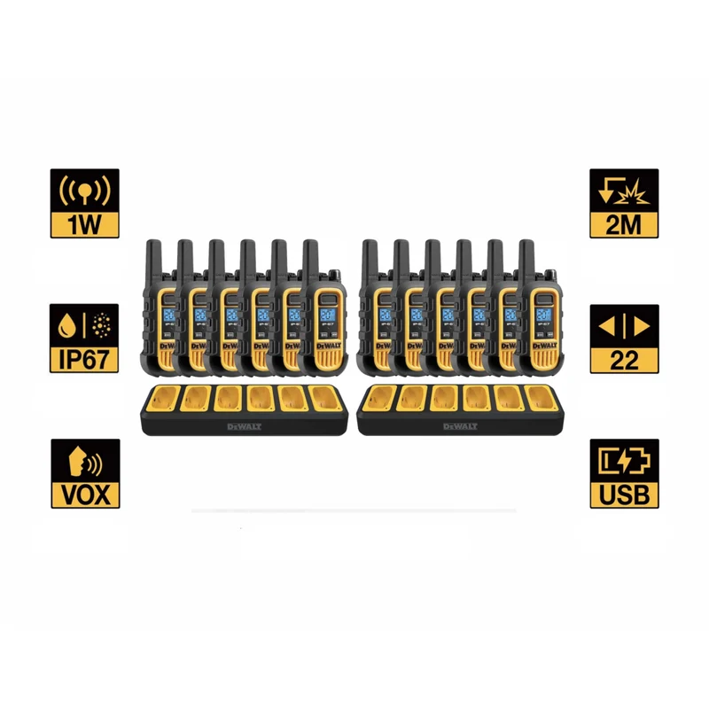Dewalt - Radios Heavy Duty 12 DXFRS300 avec 2 chargeurs à 6 ports
