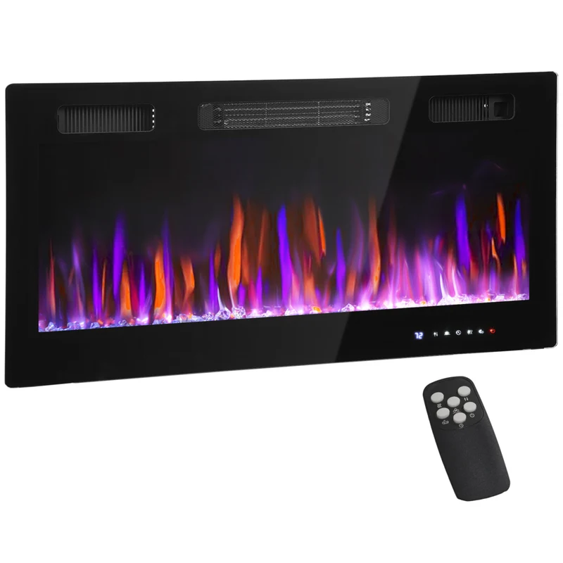 HOMCOM - Cheminée électrique murale 36 po avec mode éco - 1500 W