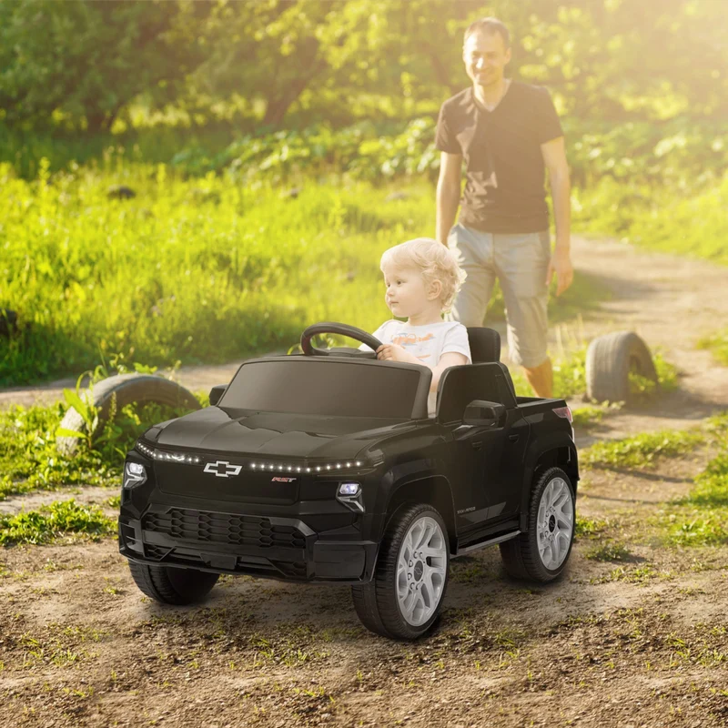 Qaba - Voiture électrique pour enfants sous licence CHEVROLET 12V à télécommande RC - noir