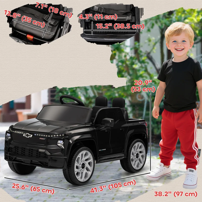Qaba - Voiture électrique pour enfants sous licence CHEVROLET 12V à télécommande RC - noir
