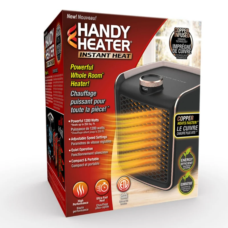 Handy Heater - Chauffage d'appoint électrique portable en céramique à chaleur instantanée de 1200 W