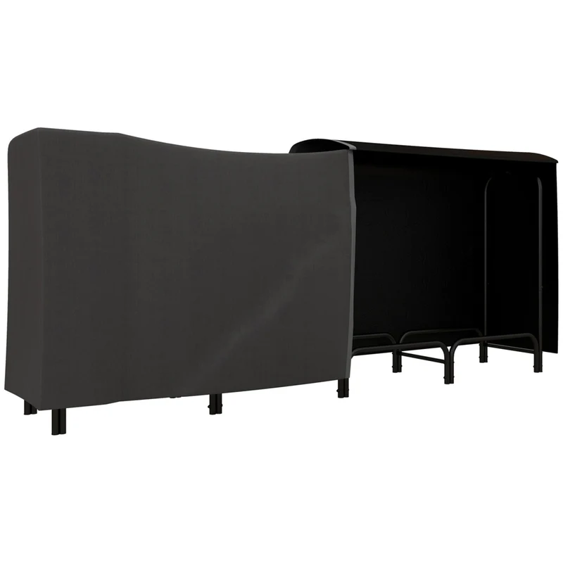 Outsunny 8 ft Firewood Rack with Cover Wood Storage Holder - Black