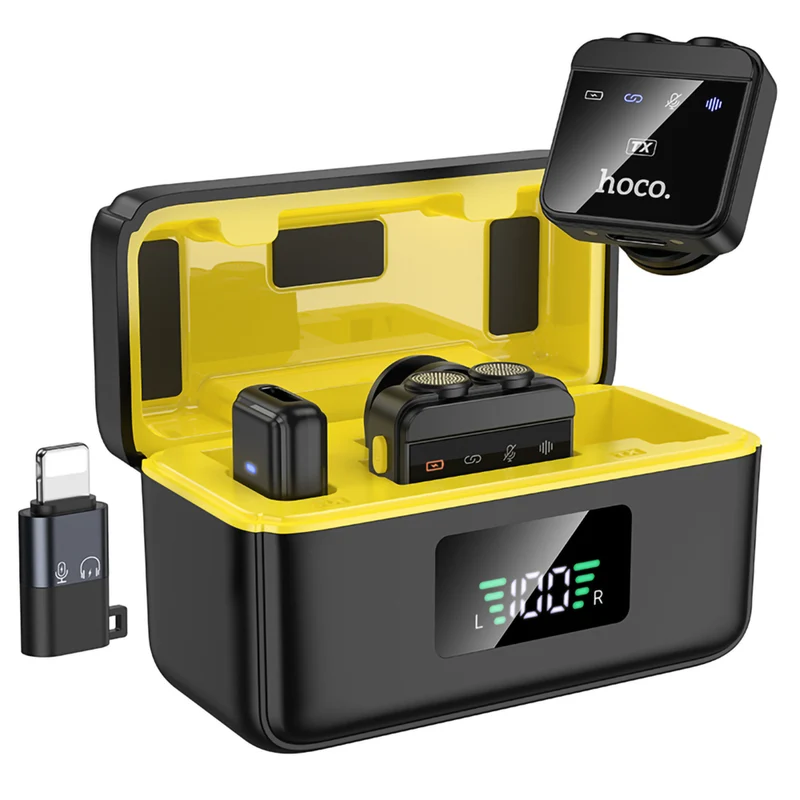 HOCO Wireless Microphones for Type C Adapter and Charging Case