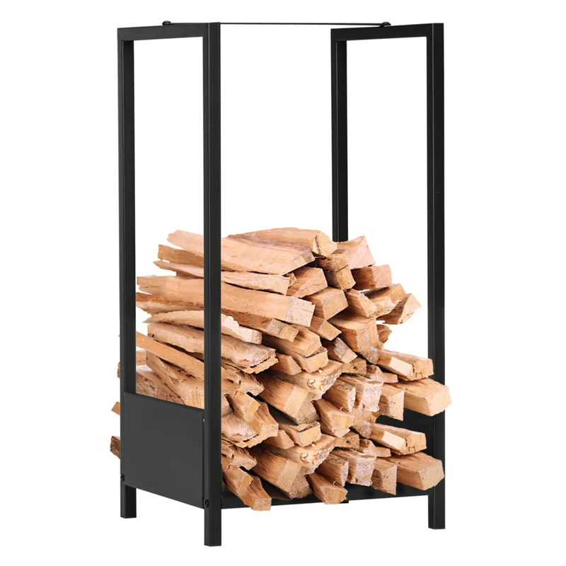 Outsunny Firewood Rack Outdoor Log Holder - Black