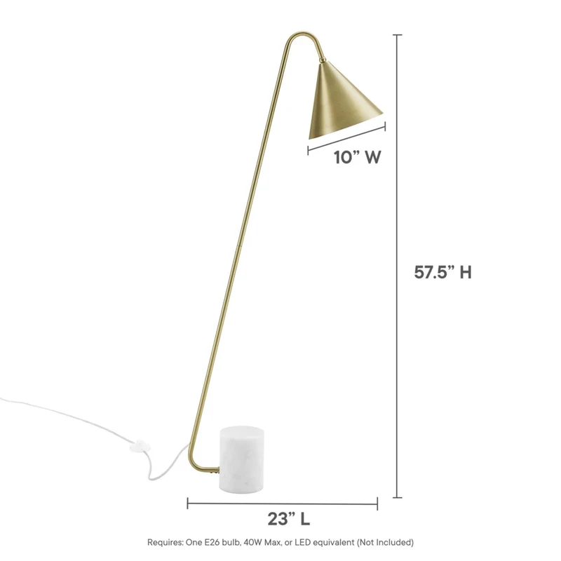 Modway - Ayla Base en marbre Lampe sur pied, Laiton en satin