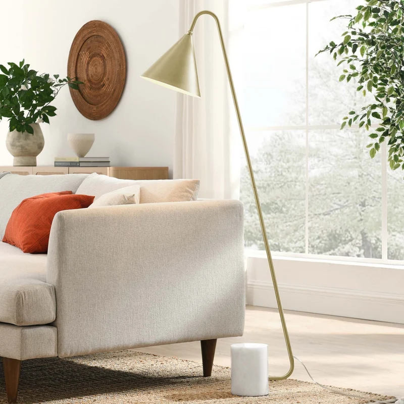 Modway - Ayla Base en marbre Lampe sur pied, Laiton en satin