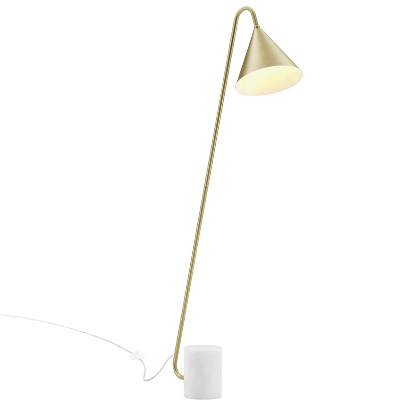 Modway Ayla Marble Base Floor Lamp - Satin Brass