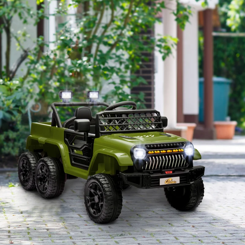 Qaba 12V 7A Kids Electric RC Car w/ 4WD/2WD Switch - Green