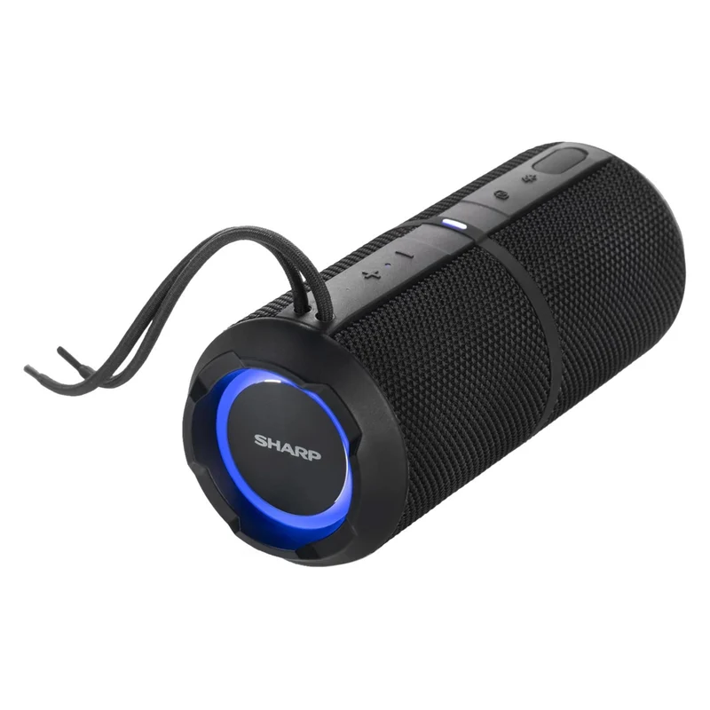 Sharp GX-BT290-BK Crystal Clear Portable Waterproof Bluetooth Speaker with RGB Lights - Black