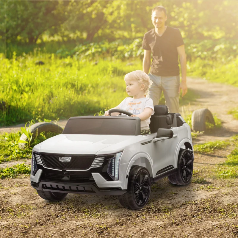 Qaba 2-Seater 12V 10A Ride on RC Car Cadillac Escalade Licensed - White