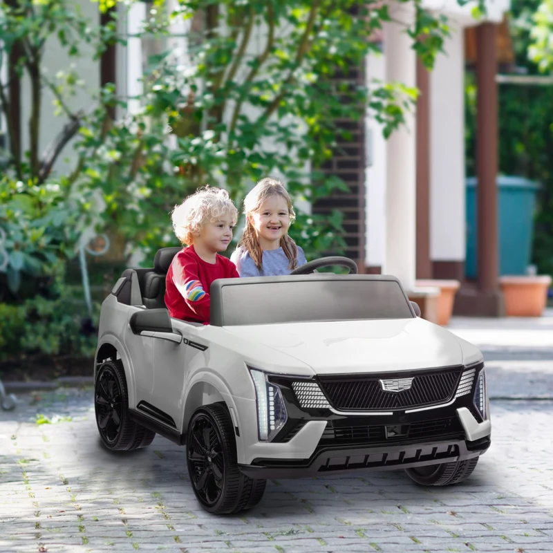 Qaba 2-Seater 12V 10A Ride on RC Car Cadillac Escalade Licensed - White