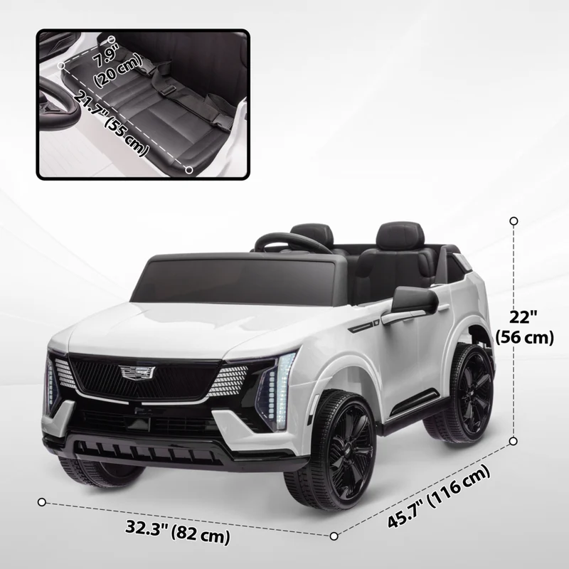 Qaba 2-Seater 12V 10A Ride on RC Car Cadillac Escalade Licensed - White