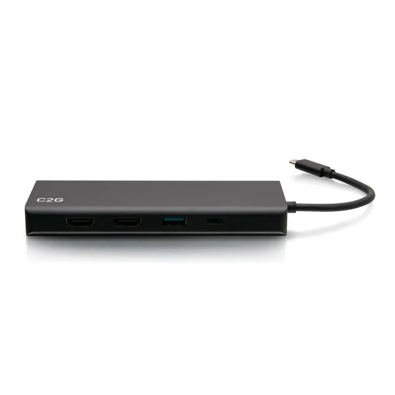 C2G - Station d’accueil USB-C 9-en-1 à double écran avec alimentation de 60 W - Noir